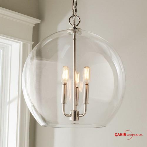 ثريا زجاجية شفافة على شكل كرة