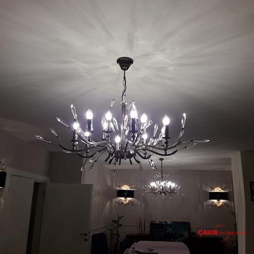 Safavieh Lush Kristal &amp; Siyah Pirinç Avize