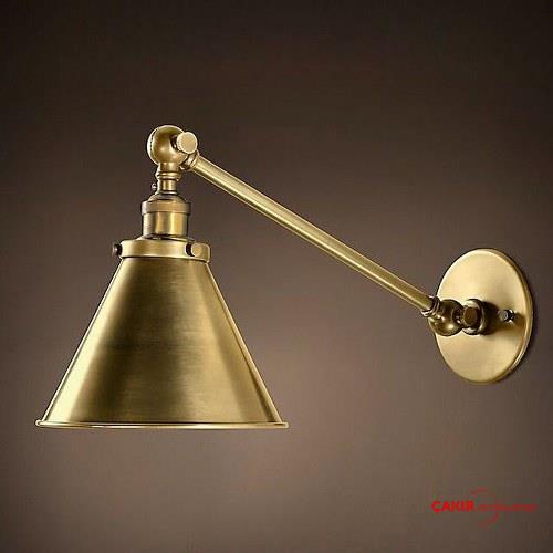 Altın Pirinç Konik Şapkalı Duvar Apliği