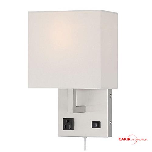 مصباح حائط من HomeFocus بجانب السرير من النيكل باللون الأبيض الحليبي