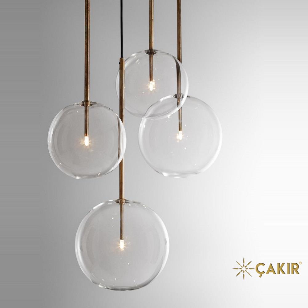 Bolle Sola Şeffaf Cam Küre Modern Led Sarkıt