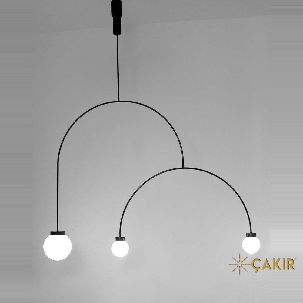 Ponz Home 3 Kollu Süt Kristal Küre Camlı Modern Sarkıt