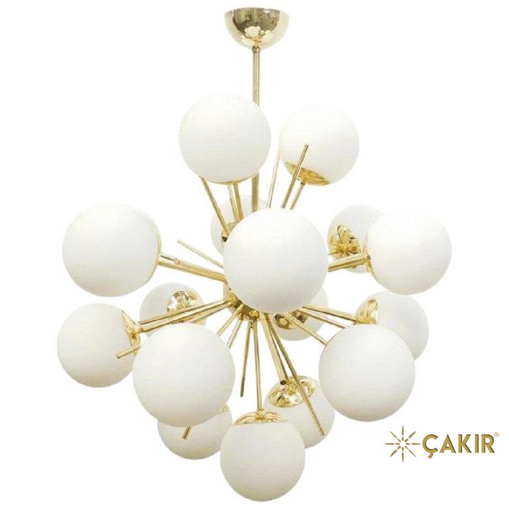 Diciotto Sputnik Buzlu Camlı Modern Avize - Gold