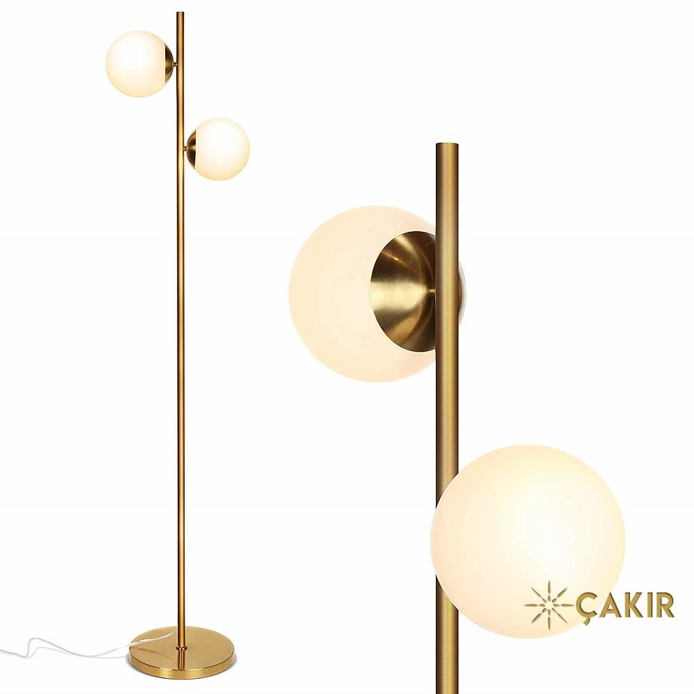 FXC Design 2-Piece Globe Glass Floor Lamp - Tumbled