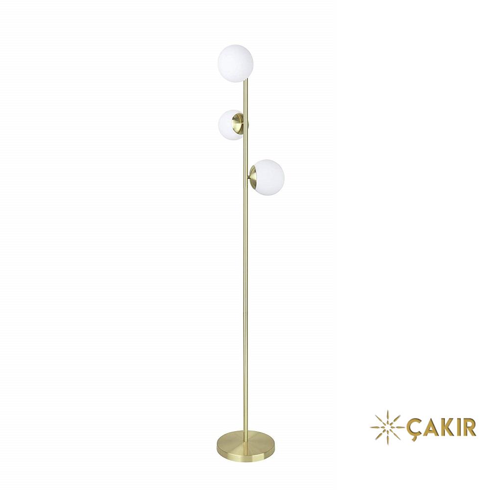 Aspen 3lü Globe Süt Camlı Krom Ayaklı Lambader