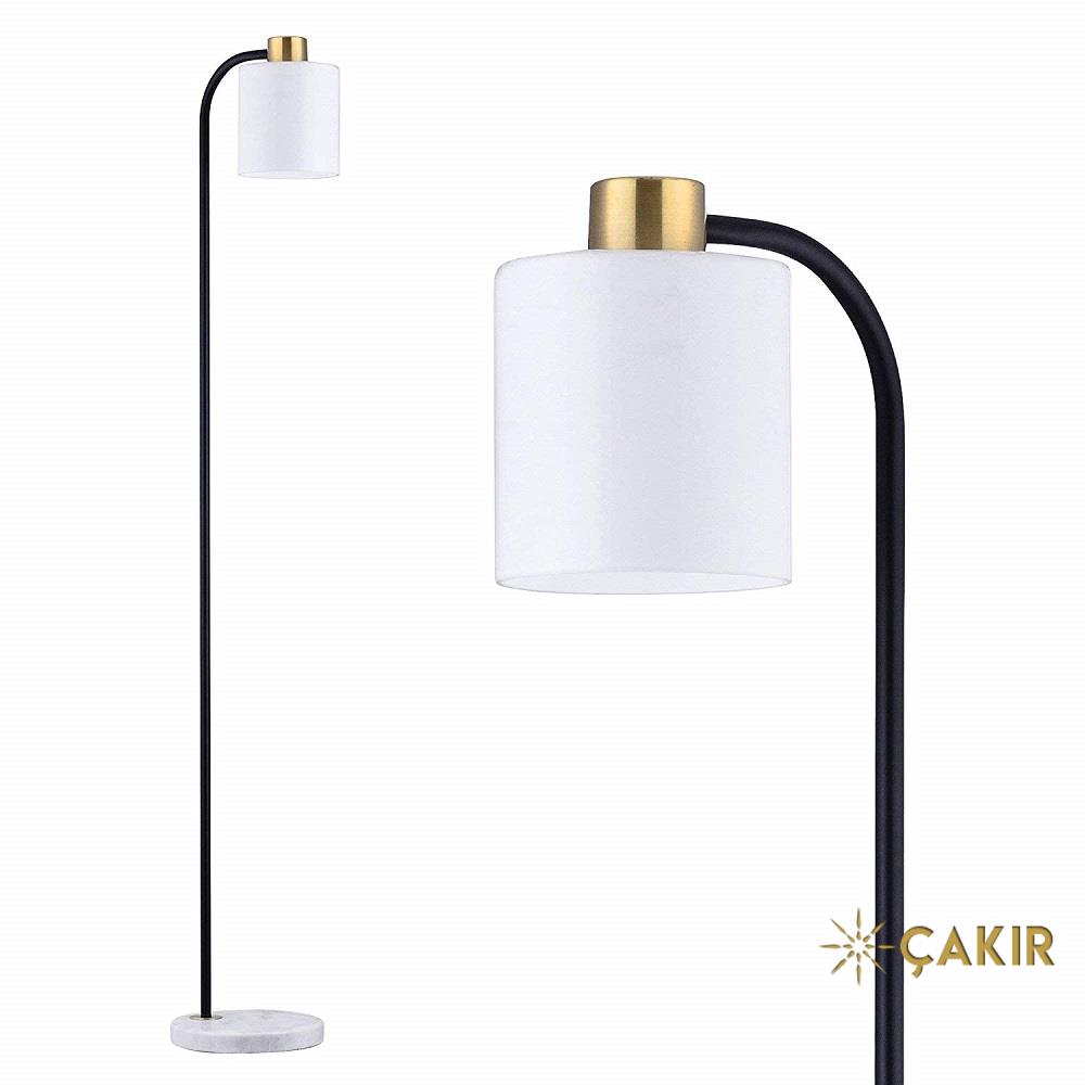 Современный напольный светильник Ambiore Black Tumbled Detailed с ледяным стеклом