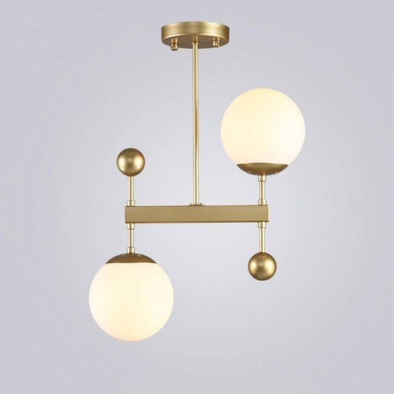Semi Flush Mount Ceiling Lamp Brushed Brass