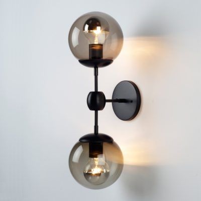 Two Arm Smoked Glass Wall Sconce