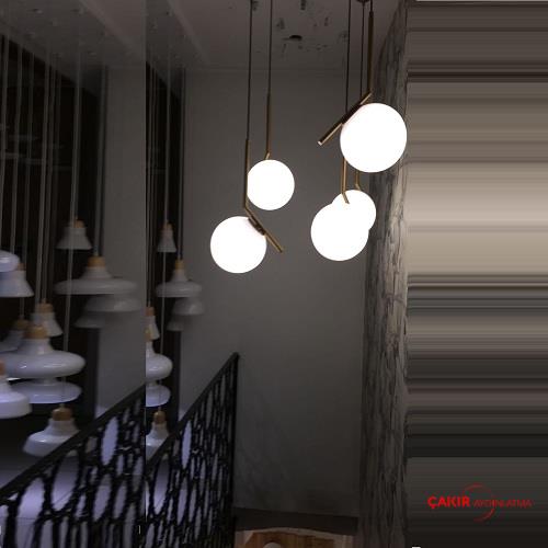 Люстра Close Style из золотой латуни с пятью шарами