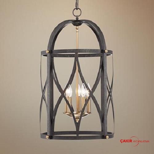 Подвесной светильник Progress Lighting с 5 латунными стержнями и решеткой