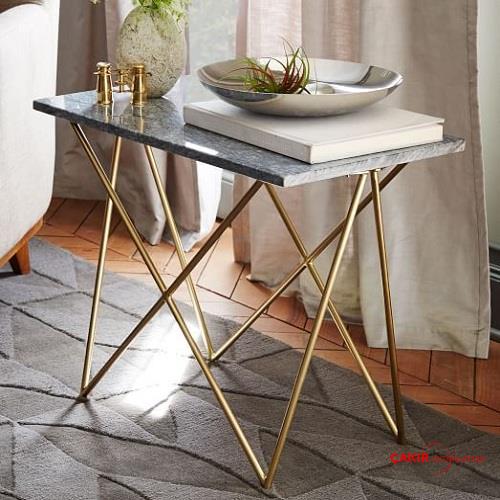 London Pirinç Ayaklı Mermer Yan Sehpa