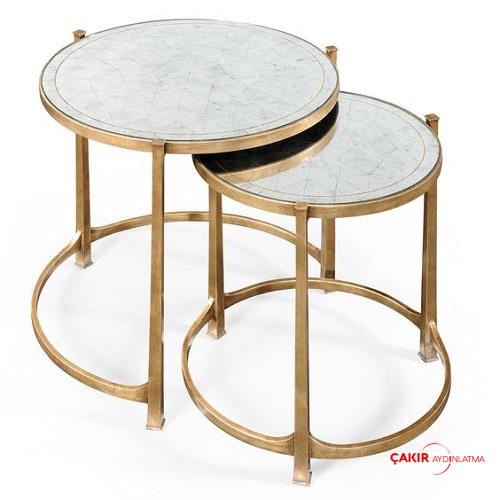 مجموعة طاولات إيجلوميز المتداخلة ذات الأرجل النحاسية من قطعتين