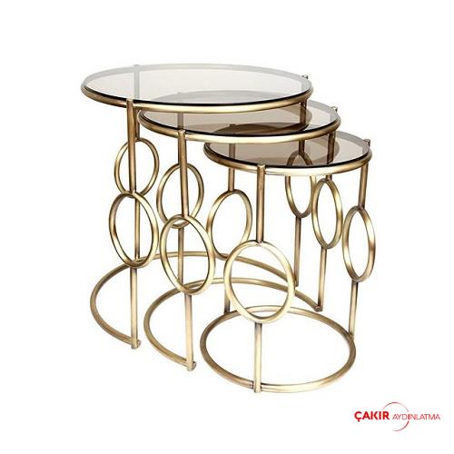 طقم طاولة قهوة زجاجية متداخلة من 3 قطع من تشاكير هوم