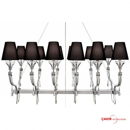 Barovier&Toso Nikel Kaplamalı Uzun Avize