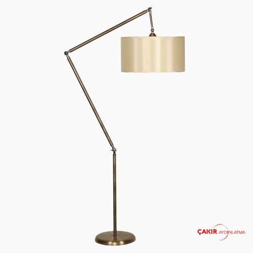 Talatpaşa Eskitme Ayaklı Abajurlu Şampanya Lambader