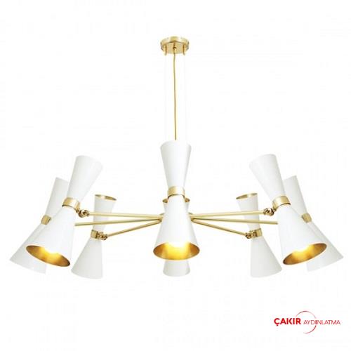 Cairo By Mullan 8 Kollu Beyaz &amp; Altın Sarkıt