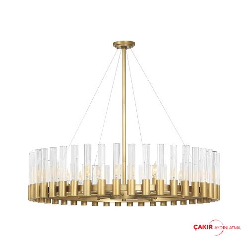 ثريا ذهبية بتفاصيل كريستالية من مجموعة بيرلا