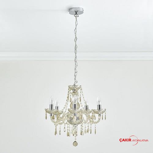 Wilko Marie 5 Kollu Şampanya Kristal Avize