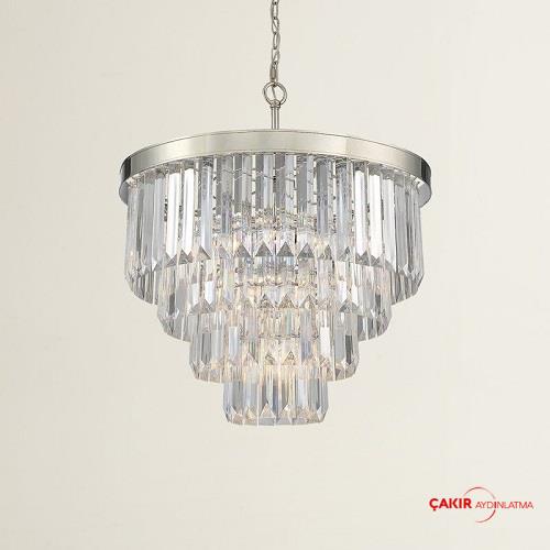 Savoy House Crystal Chandelier with Nickel Details