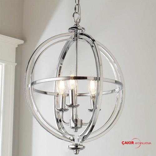 Cassidy Orb. 3 Kollu Krom Küre Kafesli Avize