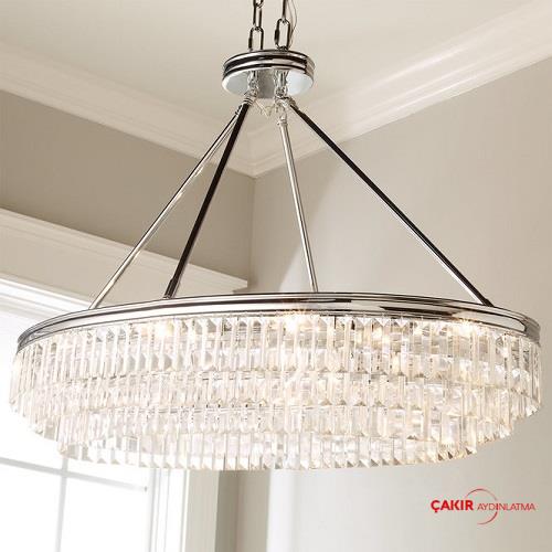 Prism Faceted Style Gri Detaylı Modern Kristal Avize