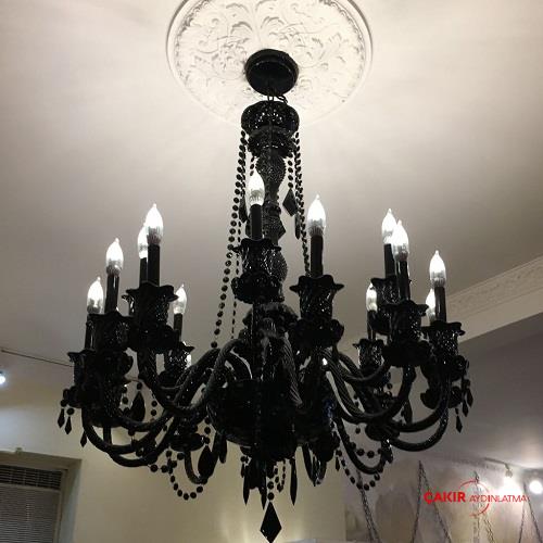 Black Jet Kristal Gotik Dekoratif Avize