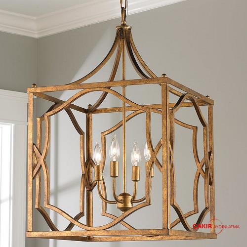 Mykonos 4-Arm Antique Bronze Chandelier with Case